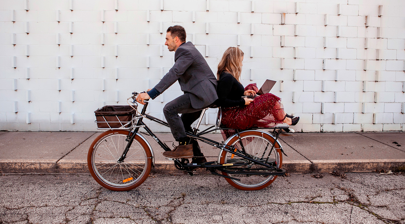 Jared and Melissa riding bicyle