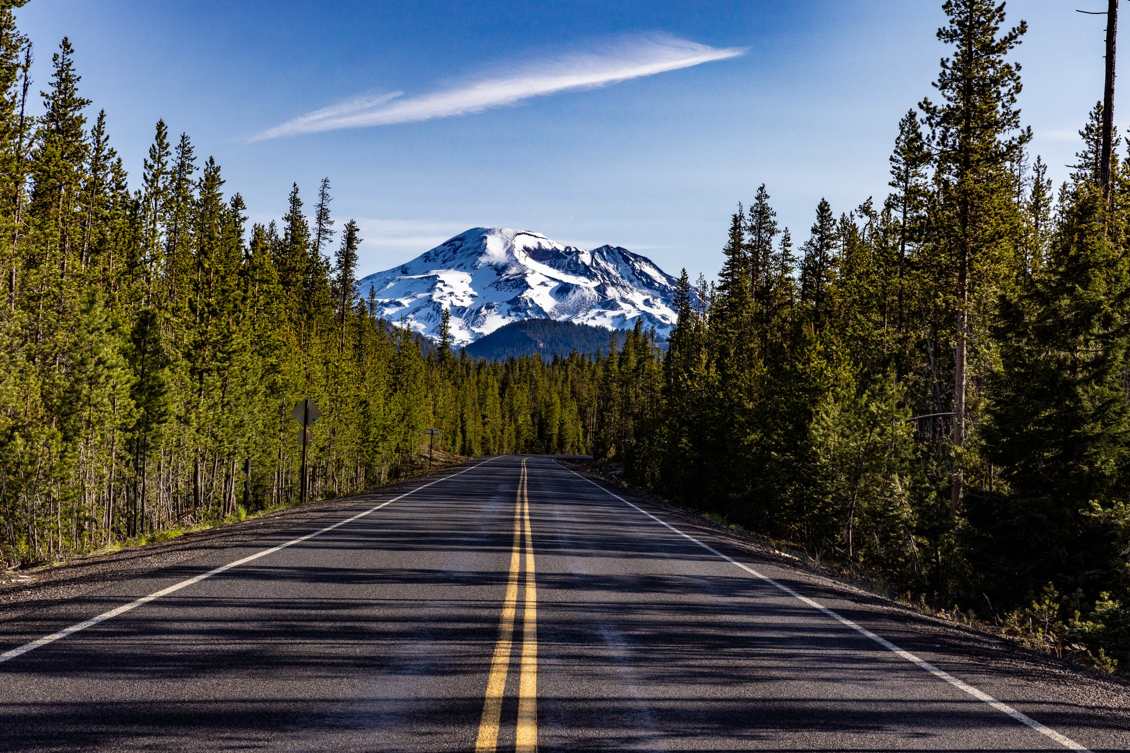 driving toward mt bachelor