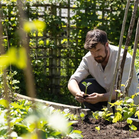 Huw in the garden