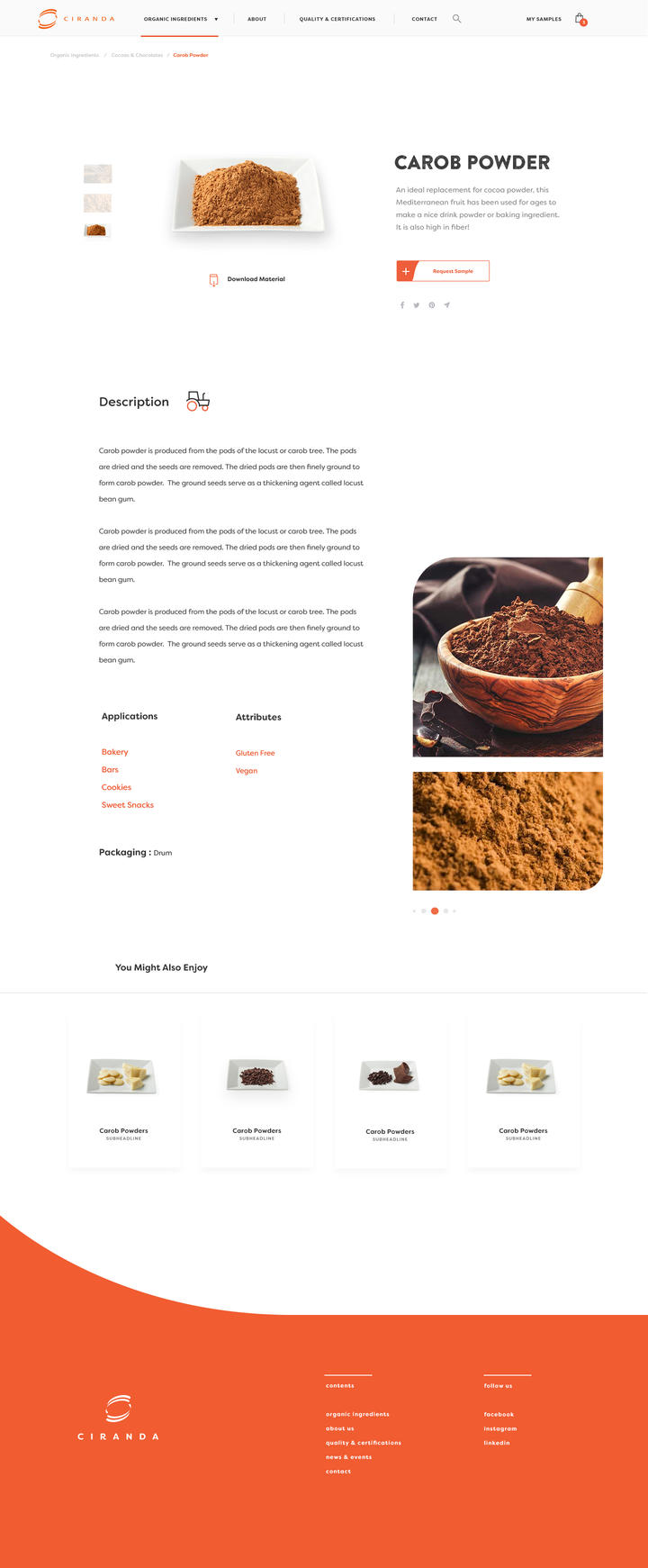 Ciranda Ingredients webpage